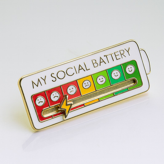 Social Battery Brooch – Funny Introvert Pin for Mood & Energy Levels