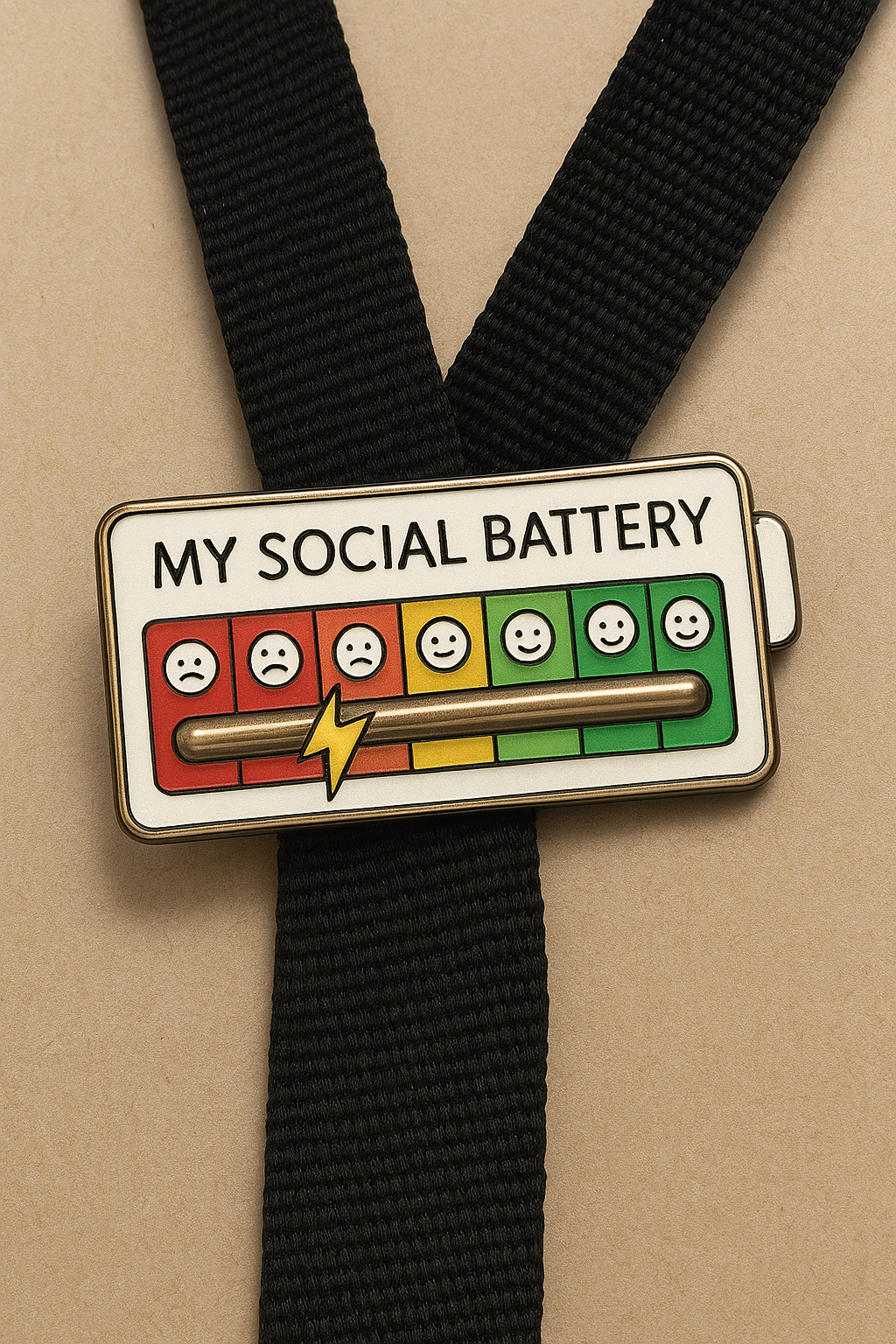 Social Battery Brooch – Funny Introvert Pin for Mood & Energy Levels