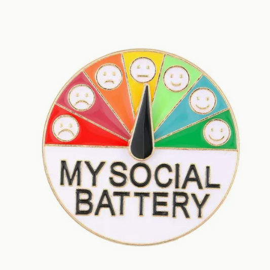 Social Battery Brooch – Introvert Indicator 2.0 - Funny Introvert Pin for Mood & Energy Levels