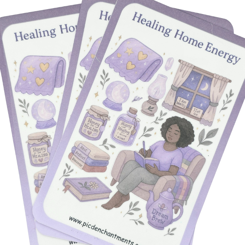 Healing Home Energy" Sticker Sheet – Cozy Intentions for Inner Peace