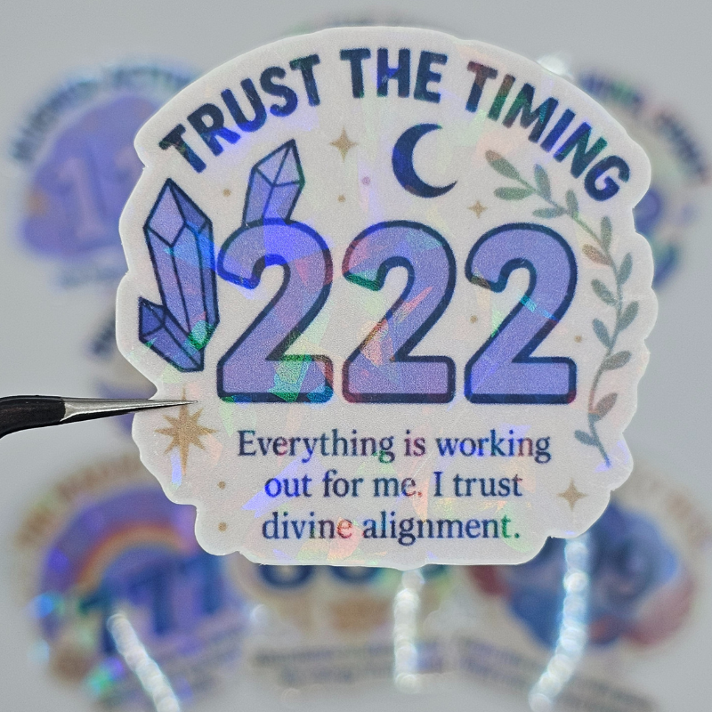 Holographic Angel Number Sticker Pack – 111 to 999 Spiritual Affirmation Decals for Manifestation & Alignment