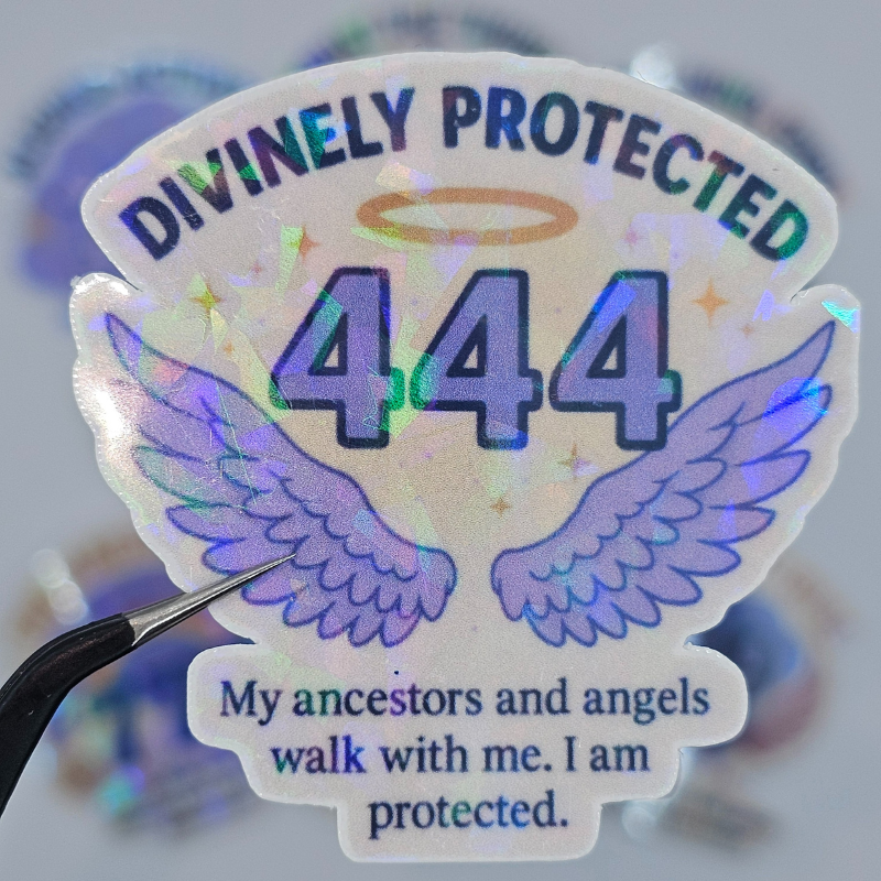 Holographic Angel Number Sticker Pack – 111 to 999 Spiritual Affirmation Decals for Manifestation & Alignment