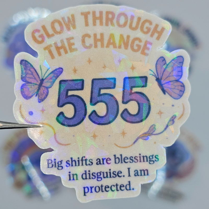 Holographic Angel Number Sticker Pack – 111 to 999 Spiritual Affirmation Decals for Manifestation & Alignment