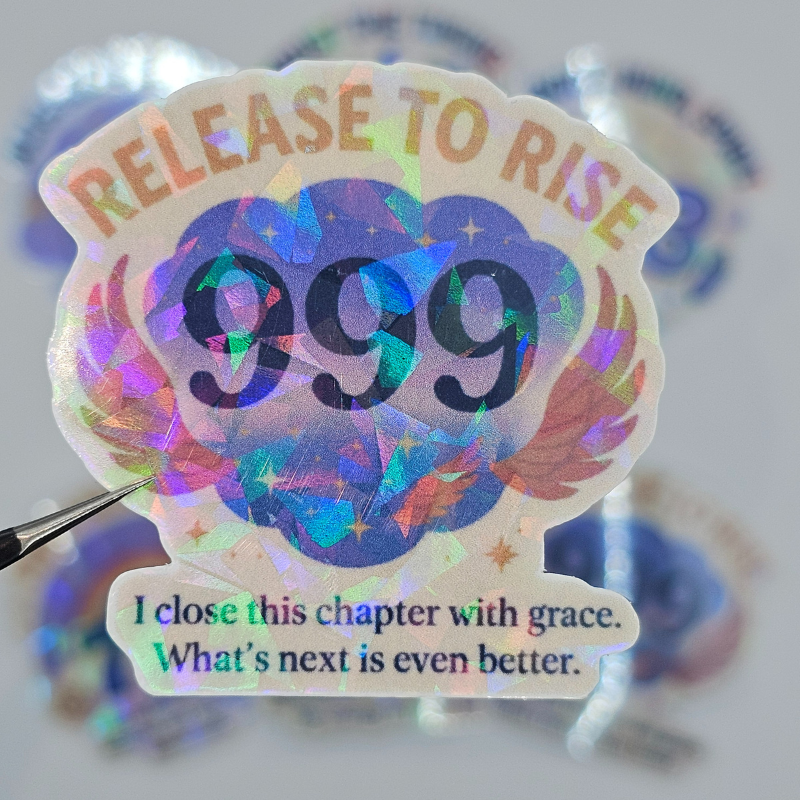 Holographic Angel Number Sticker Pack – 111 to 999 Spiritual Affirmation Decals for Manifestation & Alignment