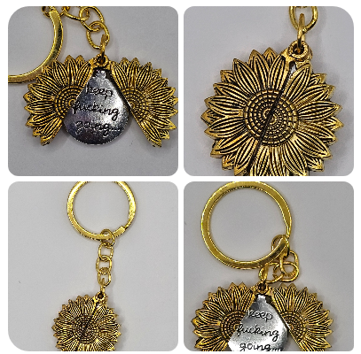 Sunflower Strength Keychain – ‘Keep F*cking Going’ Hidden Message Charm
